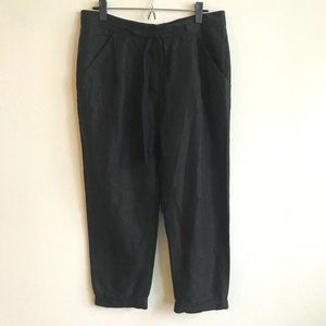 Wilfred Black Linen Cropped Pants Drawstring Tie Waist Size 6